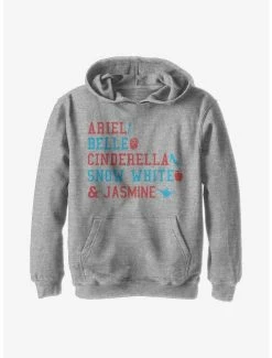 Disney Princesses Americana Stacked Names Youth Hoodie
