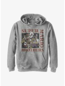 Nintendo Super Mario Vintage Baddies And Brothers Youth Hoodie