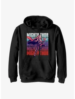 Marvel Thor: Love And Thunder Mighty Thor Text Stack Youth Hoodie