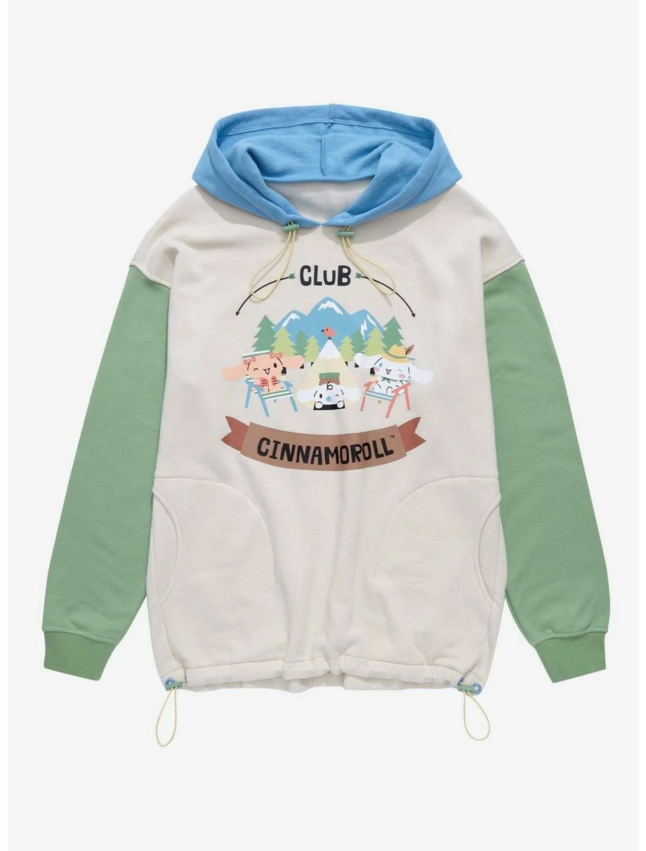 Sanrio Cinnamoroll Camping Club Cinnamoroll Color Block Hoodie - BoxLunch Exclusive 1 Sanrio Cinnamoroll Camping Club Cinnamoroll Color Block Hoodie - BoxLunch Exclusive