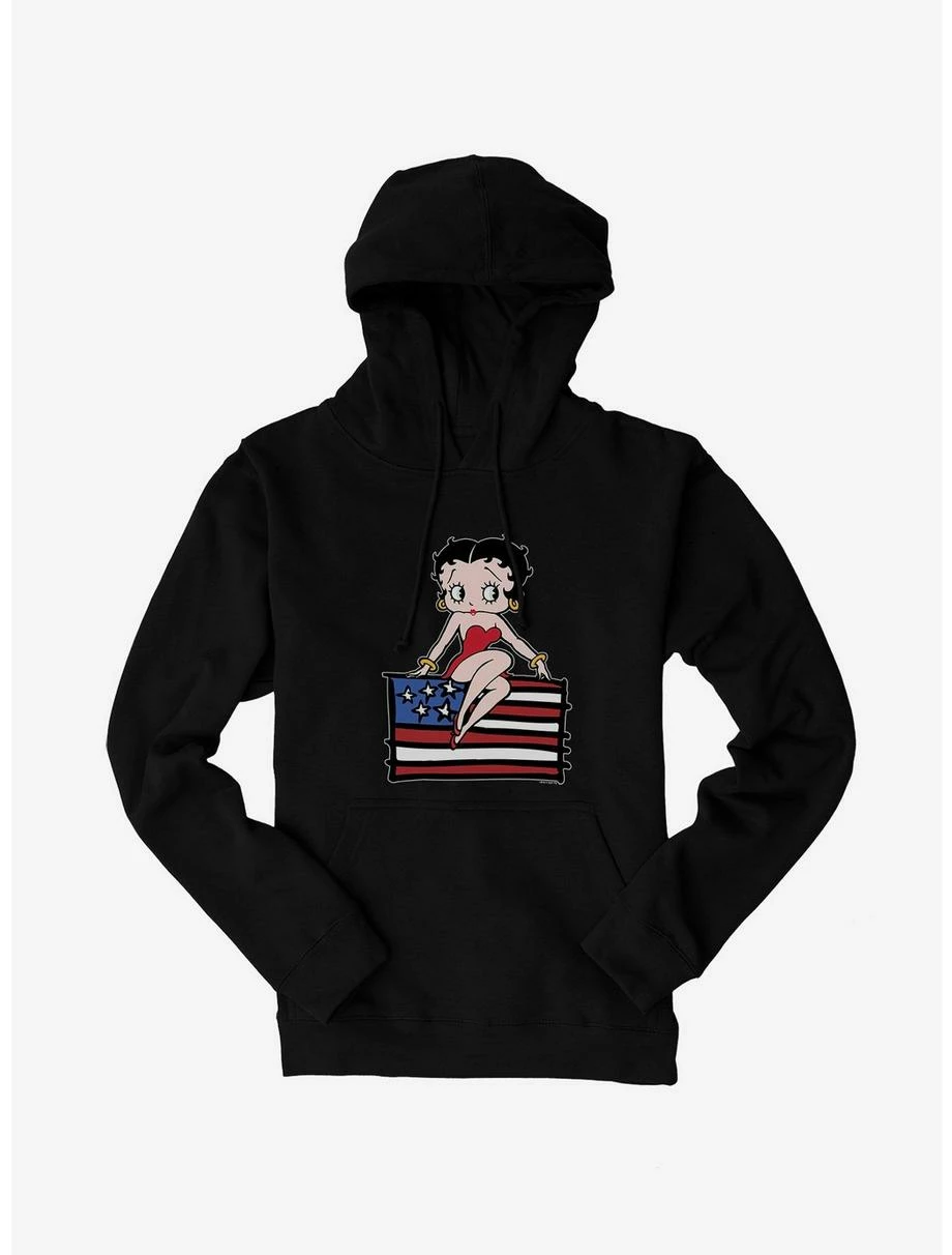 Betty Boop Sitting On Flag Hoodie 1 Betty Boop Sitting On Flag Hoodie